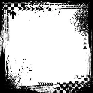 Grunge tire black elements frame Stock Illustration