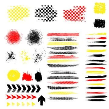 Grunge tire color elements set Stock Illustration