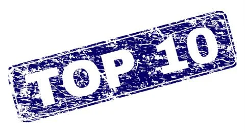 Grunge TOP 10 Framed Rounded Rectangle Stamp Stock Illustration
