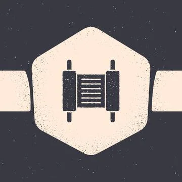 Grunge Torah scroll icon isolated on grey background. Jewish Torah in expanded イラスト素材