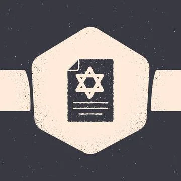 Grunge Torah scroll icon isolated on grey background. Jewish Torah in expanded イラスト素材