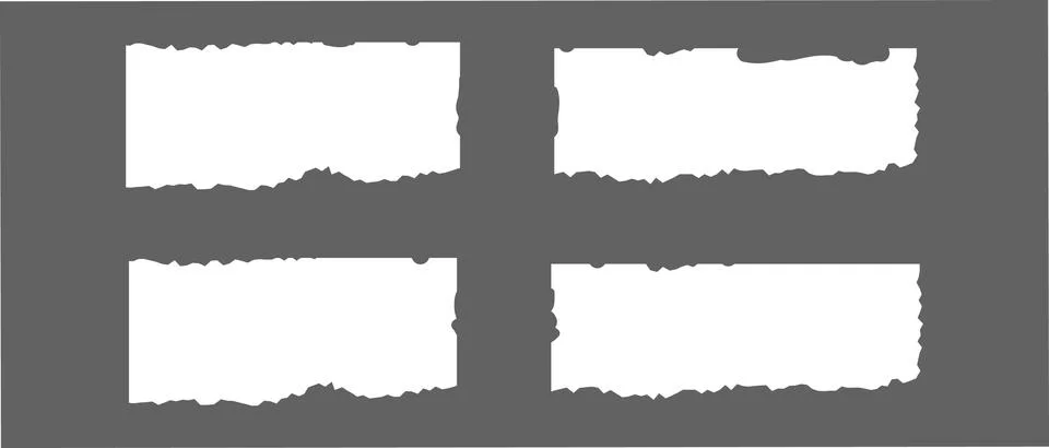 Grunge Torn Paper Rectangle Borders with Distressed Edges Vector Set Stock Illustration