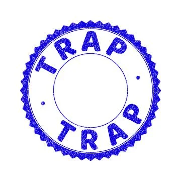 Grunge TRAP Scratched Round Rosette Watermark Stock Illustration