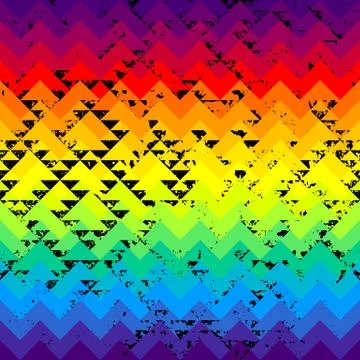 Grunge triangles pattern on rainbow colorful background. Stock Illustration