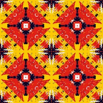 Grunge tribal like square seamless pattern Stock Illustration