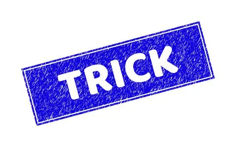 Grunge TRICK Textured Rectangle Stamp Seal Stock Illustration