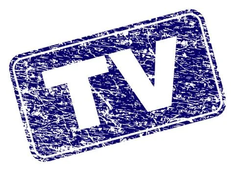 Grunge TV Framed Rounded Rectangle Stamp 스톡 일러스트