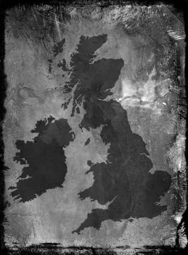 Grunge uk map Stock Illustration