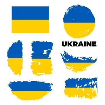 Grunge Ukraine flags set. Vector stock illustration Stock Illustration
