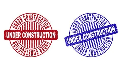 Grunge UNDER CONSTRUCTION Textured Round Stamp Seals Stock Illustration