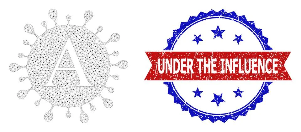 Grunge Under the Influence Round Rosette Bicolor Stamp and Mesh 2D Alpha Stock Illustration