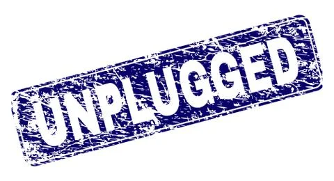 Grunge UNPLUGGED Framed Rounded Rectangle Stamp Stock Illustration