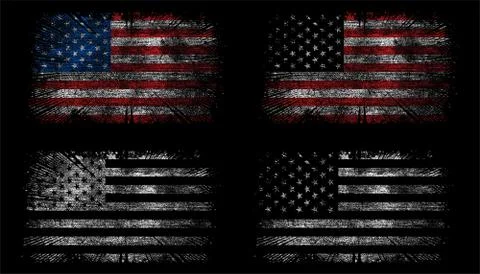 Grunge usa flag set vector design. Stock Illustration