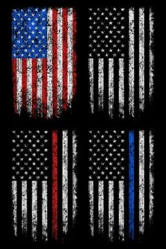 Grunge usa, police, firefighter flag vector design. Stock Illustration
