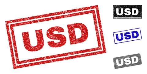Grunge USD Textured Rectangle Watermarks Stock Illustration