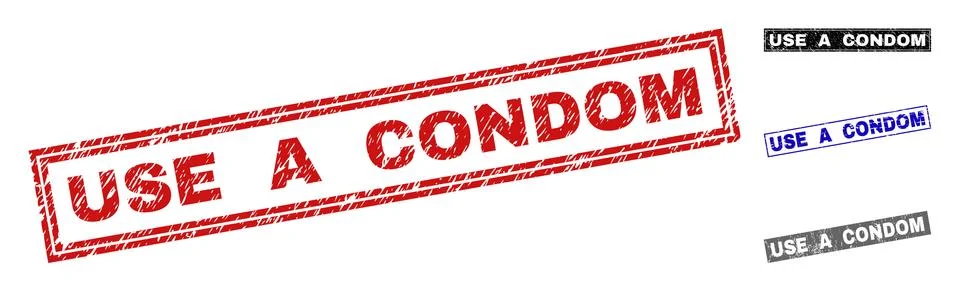 Grunge USE A CONDOM Textured Rectangle Watermarks Stock-Illustration