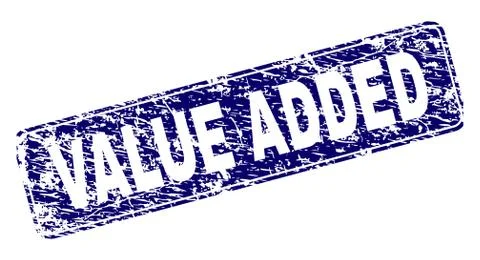 Grunge VALUE ADDED Framed Rounded Rectangle Stamp Stock Illustration