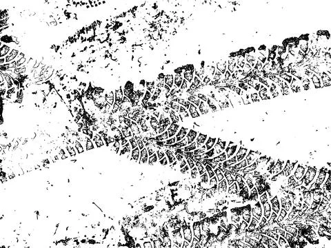 Grunge vector background with texture of tire tracks on snow Stock Illustration