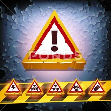 Grunge vector background with warning signs Stock Illustration