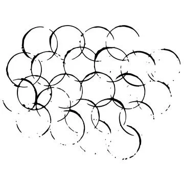 Grunge vector circles isolated on white background. Round black ink shapes Stock Illustration