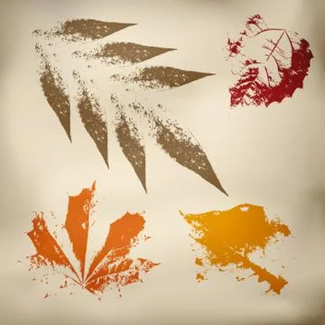 Grunge vector leaves Stock Illustration