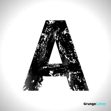 Grunge Vector Letter A. Black Font Sketch Style Symbol Stock Illustration
