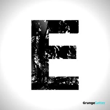Grunge Vector Letter E. Black Font Sketch Style Symbol Stock Illustration