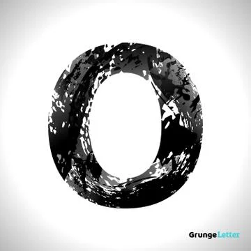 Grunge Vector Letter O. Black Font Sketch Style Symbol Stock Illustration