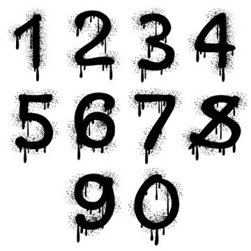 Grunge vector numbers with splatter text effect Stock Illustration