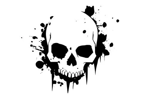 Grunge Vector Skull: Abstract Gothic Graffiti Art with Vintage Rock Influence. Stock Illustration