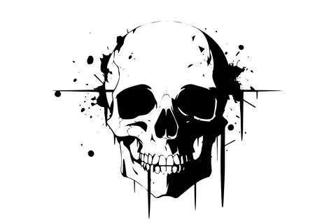 Grunge Vector Skull: Abstract Gothic Graffiti Art with Vintage Rock Influence. Stock Illustration