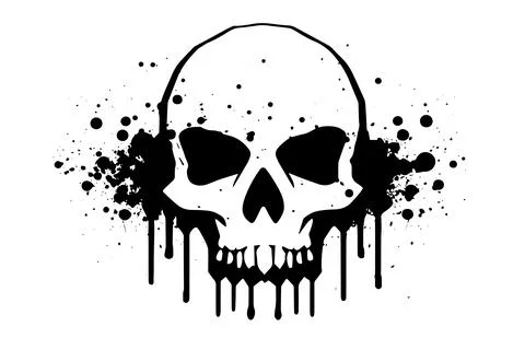 Grunge Vector Skull: Abstract Gothic Graffiti Art with Vintage Rock Influence. Stock Illustration