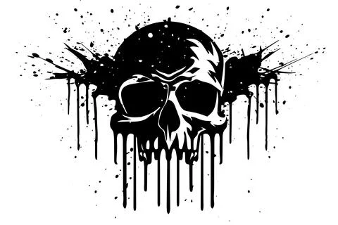 Grunge Vector Skull: Abstract Gothic Graffiti Art with Vintage Rock Influence. Stock Illustration