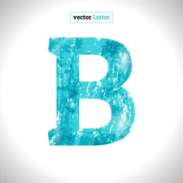 Grunge Vector Symbol. Font Blue Sketch Style. Stock Illustration