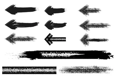 Grunge vector texture arrow art design set. Grunge abstract hand drawn arrow Stock Illustration