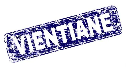 Grunge VIENTIANE Framed Rounded Rectangle Stamp Stock Illustration