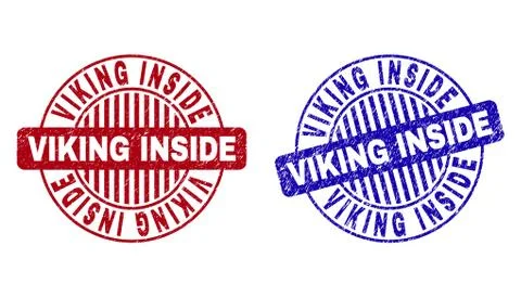 Grunge VIKING INSIDE Textured Round Stamps Stock Illustration