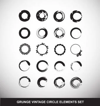 Grunge vintage circle logo elements set Stock Illustration