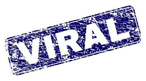 Grunge VIRAL Framed Rounded Rectangle Stamp 스톡 일러스트