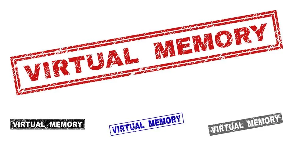 Grunge VIRTUAL MEMORY Scratched Rectangle Watermarks Stock Illustration