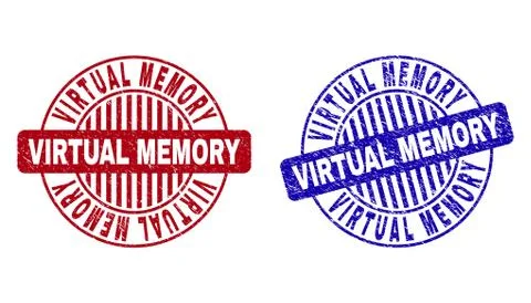 Grunge VIRTUAL MEMORY Scratched Round Stamp Seals Stock Illustration