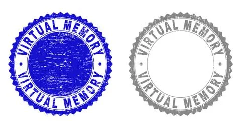 Grunge VIRTUAL MEMORY Scratched Stamps Stock Illustration