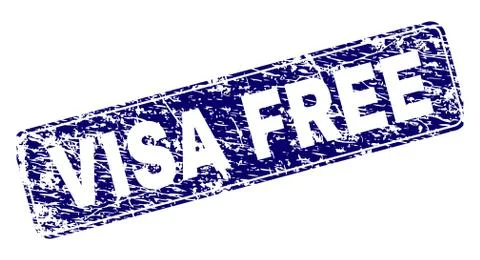 Grunge VISA FREE Framed Rounded Rectangle Stamp 스톡 일러스트