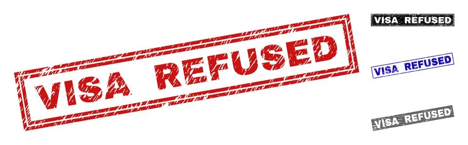 Grunge VISA REFUSED Scratched Rectangle Stamps Stock Illustration