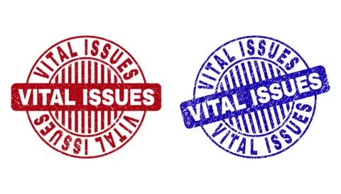 Grunge VITAL ISSUES Scratched Round Watermarks Stock Illustration