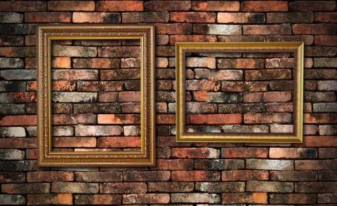 Grunge wall and two frames for fill picture in Stock Illustration