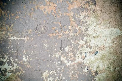 Grunge wall with peeling paint, texture with vignette Stock Photos