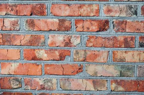 Grunge wall surface, texture of old red brick masonry, vintage background, bl Stock Photos