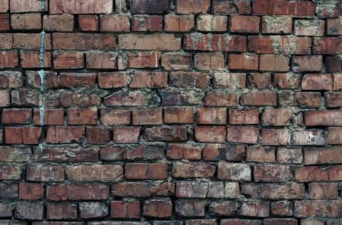 Grunge wall surface, texture of old red brick masonry, vintage background, bl Stock Photos