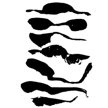 Grunge wave brushes set. Hand drawn ink vector illustration. Stock Illustration